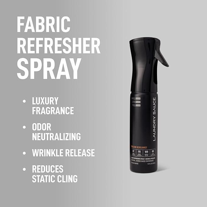Laundry Sauce Fabric Refresher Spray Italian Bergamot, Odor-Fighting Fabric Refresher, Fragrance and Laundry Scent, 9.8 fl oz