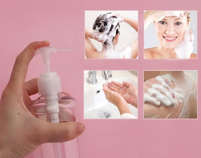 Yebeauty 16 Pack 10oz/300ml Pump Bottle Shampoo Pump Dispenser, Shampoo Bottles with Pump Clear Empty Plastic Refillable Shower Bottle Dispenser Containers with Travel Lock for Soap Cream Lotion Gel