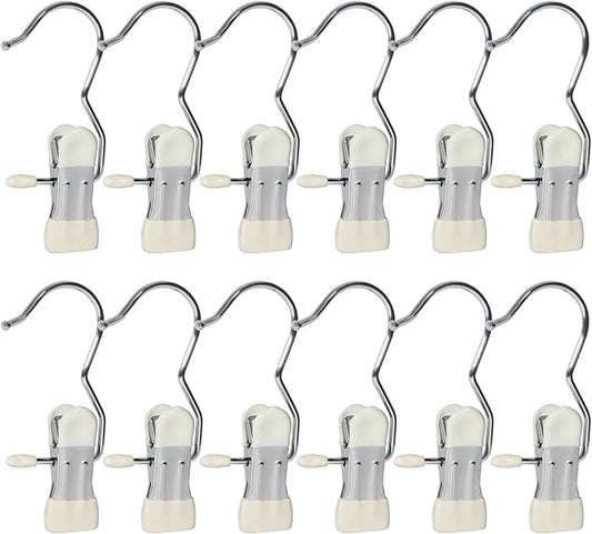 15/30Pcs Upgrade Double Head Clamp Dipped Clothespin for Laundry Hooks with Clips, Boot Holder, Hanging Clips, Portable Multifunctional Hangers Single Clip Space Saving for Jeans, Hats (30, White)