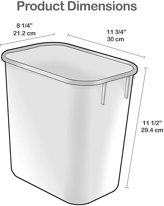 Acrimet Wastebasket, Deskside Bin, 3.25 Gallon/13 Quart/ 12 Liter (Plastic) (Light Gray Color) (Set of 4)