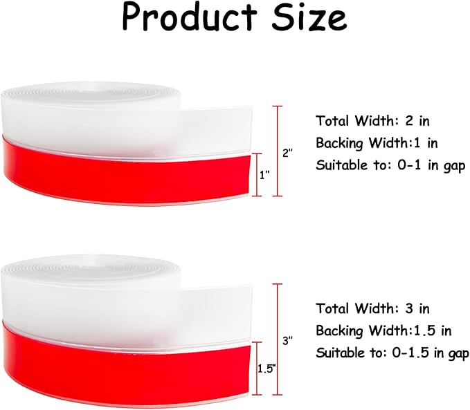 Silicone Weather Stripping, 3 inch (W) x 20 Ft (L) Door Draft Stopper Window Seal Strip for Gaps of Door & Windows, Garage Door Under Bottom, Sealing Tape Shower Doors Sweep, Transparent