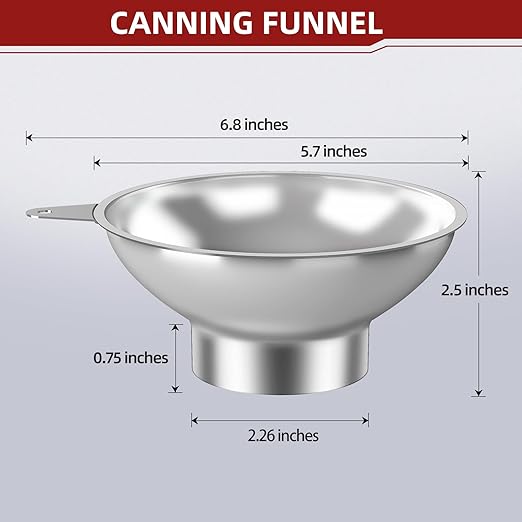 Standard Mason Jar Funnel with Strainer,Large Metal Funnel for transferring Milk, Juice, Oils, flavorings