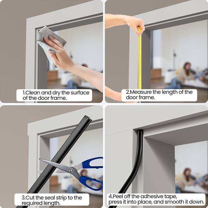 V Shape Foam Weather Stripping Door Frame Seal Strip 19.7FT Black, Draft Stopper, Insulation Winter, Weatherstripping, Gap Sealing, Soundproofing, Self-Adhesive Used for Exterior Front Door Side
