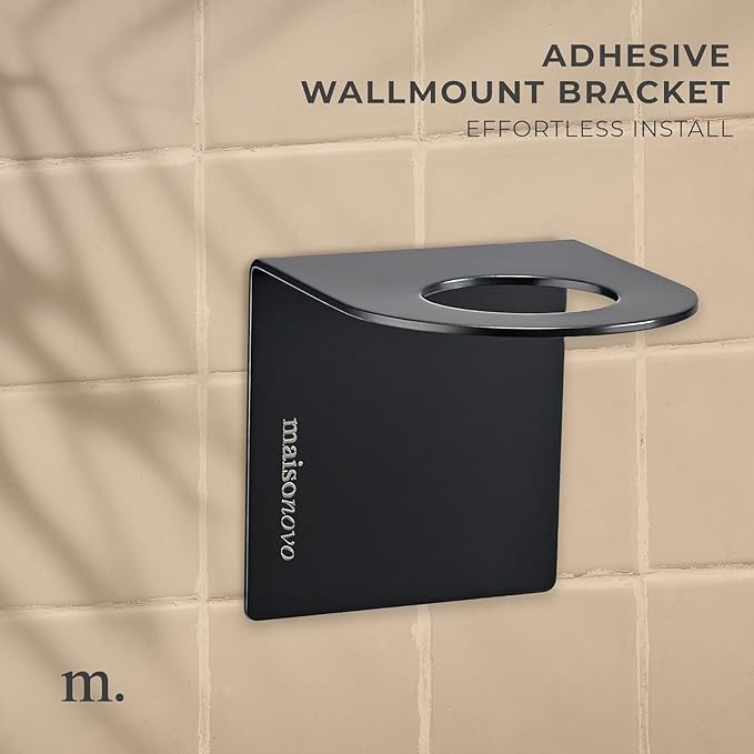 MaisoNovo Shampoo and Conditioner Dispenser - Shower Soap Dispenser Wall Mounted - 16.9 fl oz Set of 3 White Plastic Bottles Black Pump - 3 Chamber No Drill