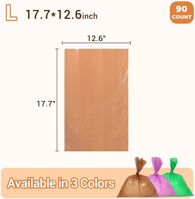 Odor Sealing Small Trash Bags Home & Food Use L-90 Count Disposable Bags, Durable and Unscented (Color:Brown)