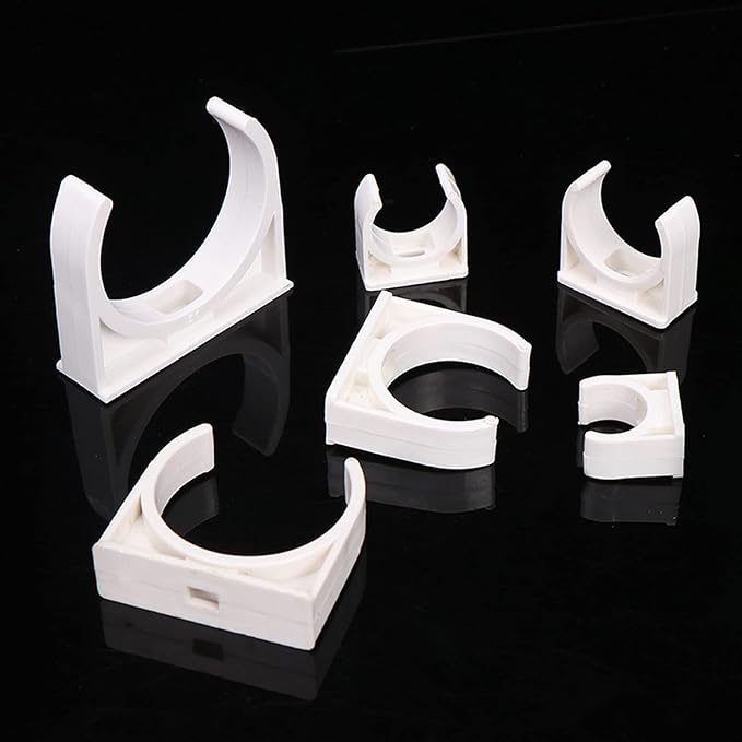 30 Pcs U-Shaped PVC Water Pipe Clamps, U-Shaped Buckles Fit for 1-1/2" (40mm) Water Pipes and TV Trays Tubing Hose Hanger Support Pex Tubing (White)