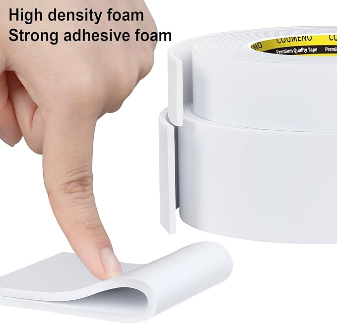 2 Pack EVA Single-Sided Adhesive Foam Tape 1.2inx9.84FT Single-Sided Sealing Strip Foam Pad Sponge Tape Window Weatherproof, Self-Adhesive Insulation Sealing Tape White
