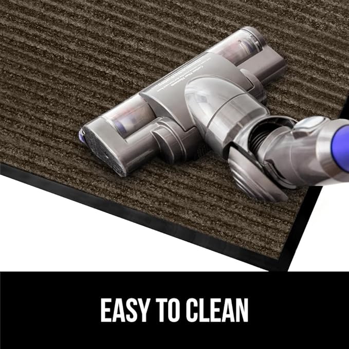 GORILLA GRIP Traffic Guard Door Mat, Heavy Duty Welcome Mats, Commercial Office Space Doormat, Waterproof, Fade Resistant, Strong Rubber Backing, Low Profile, Shoe and Boot Scraper, 35x23, Brown