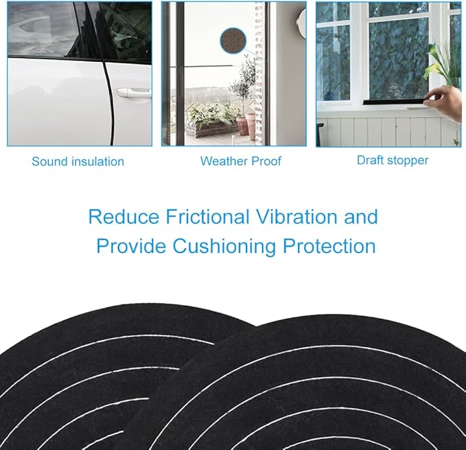 Weather Stripping Door Seal, 1/2 Inch Wide X 3/8 Inch High Density Foam Tape Weather Strip for Door and Window Insulation, Single Side Door Sealer Total 13FT
