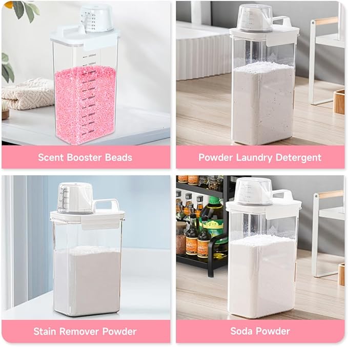 2 Packs Laundry Detergent Dispenser, Tokokimo Laundry Power Container,Laundry Scent Booster Beads Dispenser for Washing Powder, Soda Powder, Grain