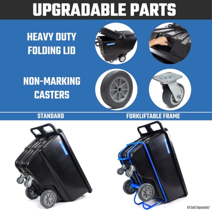 Tilt Truck, 1/2 Cu. Yd. Capacity Dump Cart with Heavy Duty 12” Wheels & 5” Casters for Handling, Transporting on Construction Jobsites, 750 lbs, Trash Cart with Wheels DUC12A