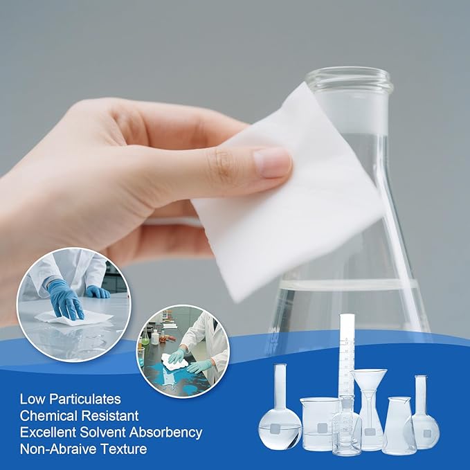 Cleanroom Wipes 6"x6" (300 Pcs, Cellulose/Polyester Blend, Grade A, 68GSM) Lint Free Wipes for Laboratory, Electronics, Pharmaceutical,Printing,Automotives and Semiconductor Industries
