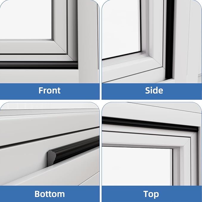 Wedge-Shape Window Weather Stripping Door Frame Seal Strip 3Pcs×196" Black,Upgrade Black Foam,Soundproofing,Draft Stopper,Winter Insulation,Noise Blocker, Gap Filler for Exterior Front Door Side