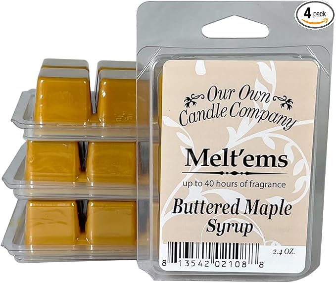 Our Own Candle Company Premium Wax Melt, Buttered Maple Syrup Scent, 6 Cubes, 2.4 oz (4 Pack)