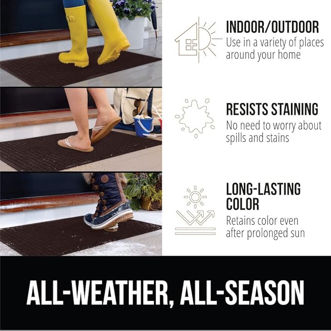GORILLA GRIP Front Door Mat, 47x35, Indoor Outdoor Ultra Absorbent HydroAbsorb Doormat, Absorbs Up to 6 Cups of Water, Stain and Fade Resistant, Rubber Backing Doormats, Captures Dirt, Coffee
