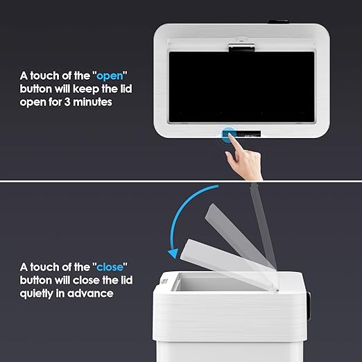 TLSUNNY 21.1 Gallon Motion Sensor Trash Can,Touchless Automatic Garbage Can,Brushed Stainless Steel Smart Bin,with Bag Holder,Soft Close Lid,for Kitchen,Office,RV,Bedroom,Living Room (White, 80L)