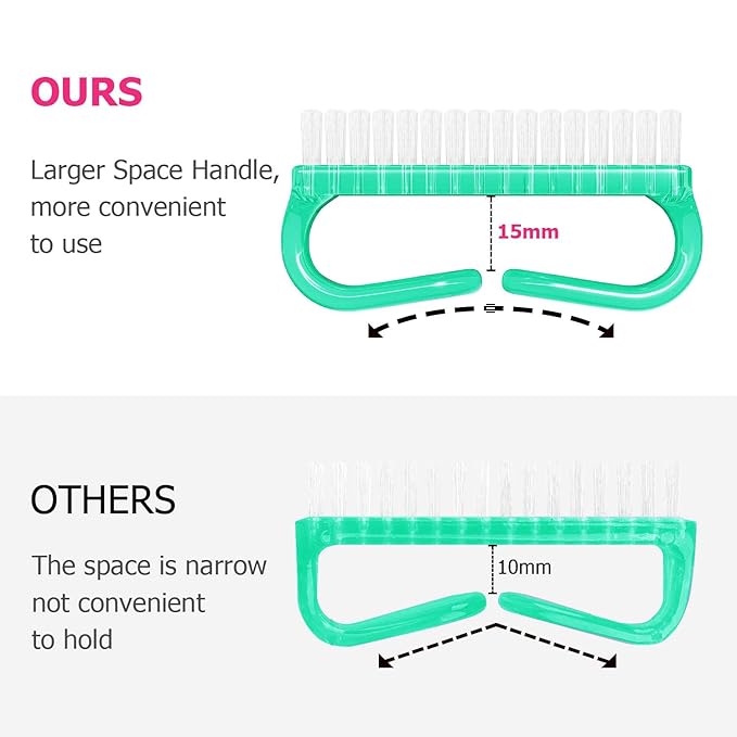 Handle Grip Nail Brush, Hand Fingernail Brush Cleaner Scrubbing Kit Pedicure for Toes and Nails Men Women (4 Pack)