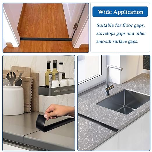 Floor Transition Strip Self Adhesive Floor Cover Strips Laminate 2" Wide Vinyl Flat Divider Transitions (5cm, 6.56Ft, Black)