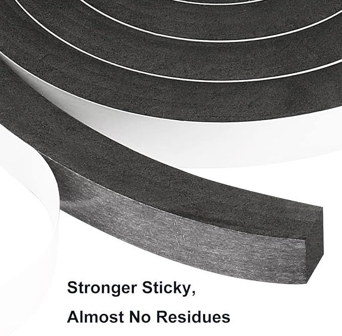 2 Rolls Foam Tape Weather Stripping Door Seal, 1'' W x 3/4'' T High Density Seal Strip, Adhesive Closed Cell Weather Strip Total 13 Feet Long