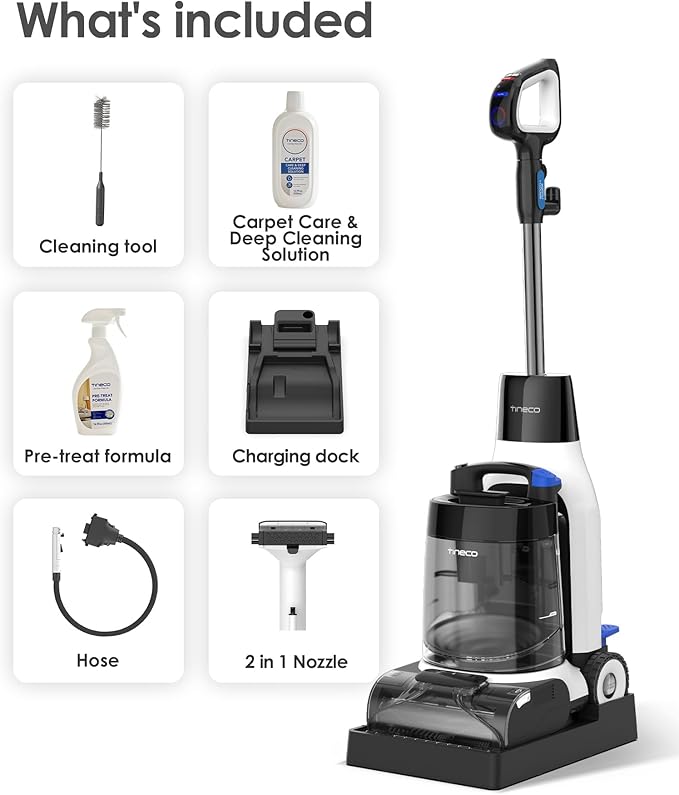 Tineco CARPET ONE Cruiser Smart Carpet Cleaner, Self-Cleaning and FlashDry, Deep Cleaning for Carpet and Upholstery 167℉ PowerDry 130W Powerful suction SmoothPower