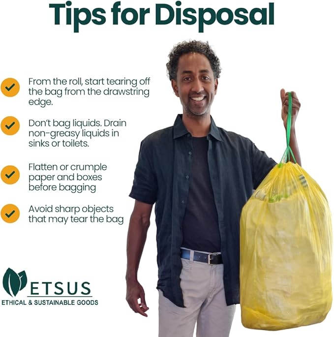 13 Gallon Trash Bags with Drawstrings, 80 Bags Made from 50% Recycled Plastic, Leakproof and Tear-Resistant, Tall Kitchen Garbage Bags for Home and Office