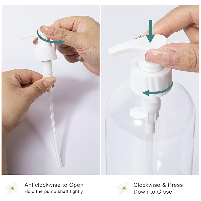 Yebeauty Pump Bottle Dispenser, 3 Pack 17oz/500ml Dish Lotion Soap Dispenser Plastic Liquid Shampoo Container for Bathroom Kitchen Hotel Body Wash, Clear