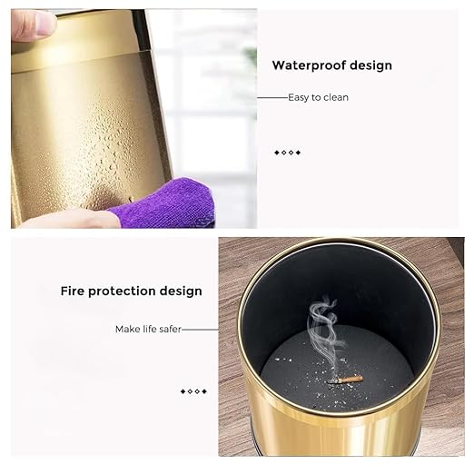 14L/2.6GAL，Gold Bathroom Trash can,Brushed Brass Garbage can,Small Gold Wastebasket for Bathroom,Office,Hotel,Restaurant(Gold14)