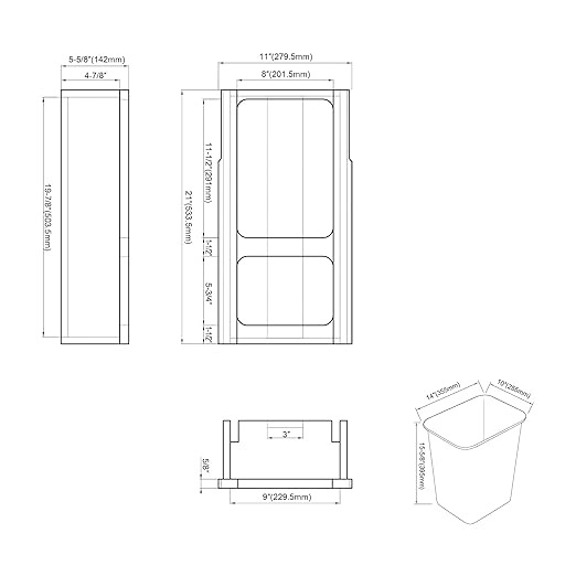 Dowell B15 Wood Base Wastebasket Pullout with 20Qt Plastic Bin (4006 0115)