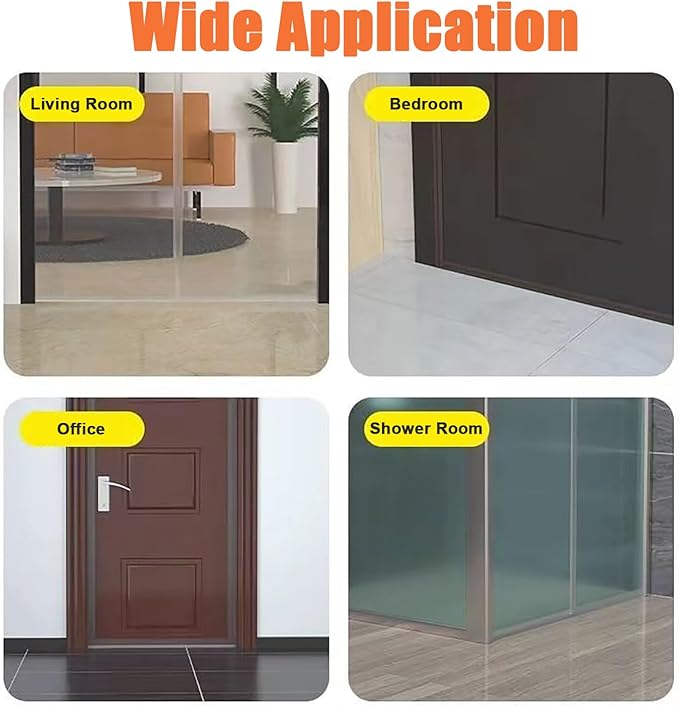 Dstorelhp Upgraded Weather Stripping, No Residue Door Draft Stopper, Silicone Seal Strip for Doors Windows Shower Glass Gap, Transparent 16.4 Feet Long (Width 35mm)