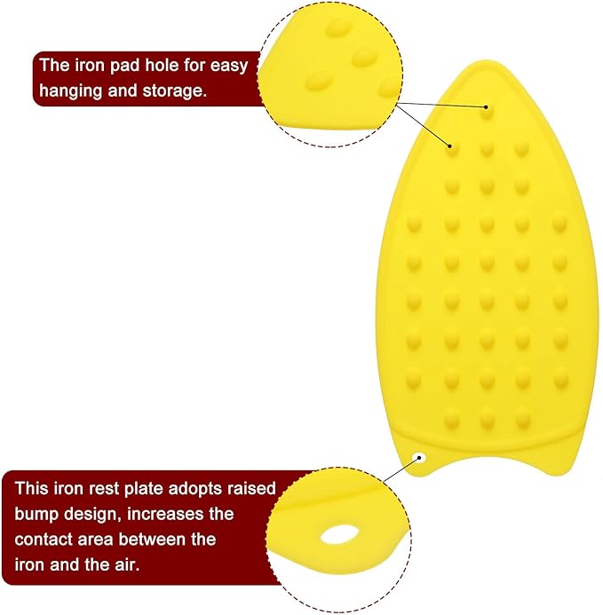 HARFINGTON Silicone Iron Rest Pad, Multipurpose Iron Hot Resistant Mat Iron Rest Plate for Ironing Board Hot Heat Resistant Steam Compact Mat, Yellow