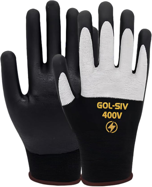 400V Electrical Gloves For Electrician XL - Flame Retardant,Low Voltage Insulated Safety Work Gloves,Rubber Non Slip,Touch Screen Grip