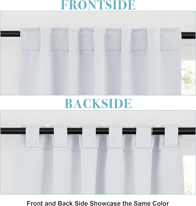RYB HOME Small Window Curtains Blackout, Privacy Thermal Insulating Drapes for Bedroom Bathroom Basement Cafe Classroom Window Decor, W 34 x L 45 inches, Greyish White, 2 Panels