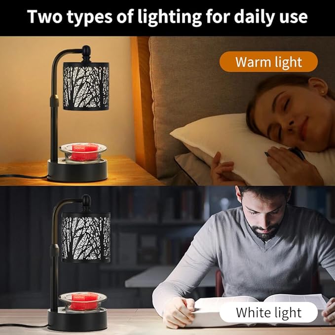 Tree ﻿Candle Warmer Lamp, LED Colors Changing Candle Warmer with Adjustable Height, Timer, Bedroom Living Room Home Decor Wax Melting Warmer for Jar Candles (Black)