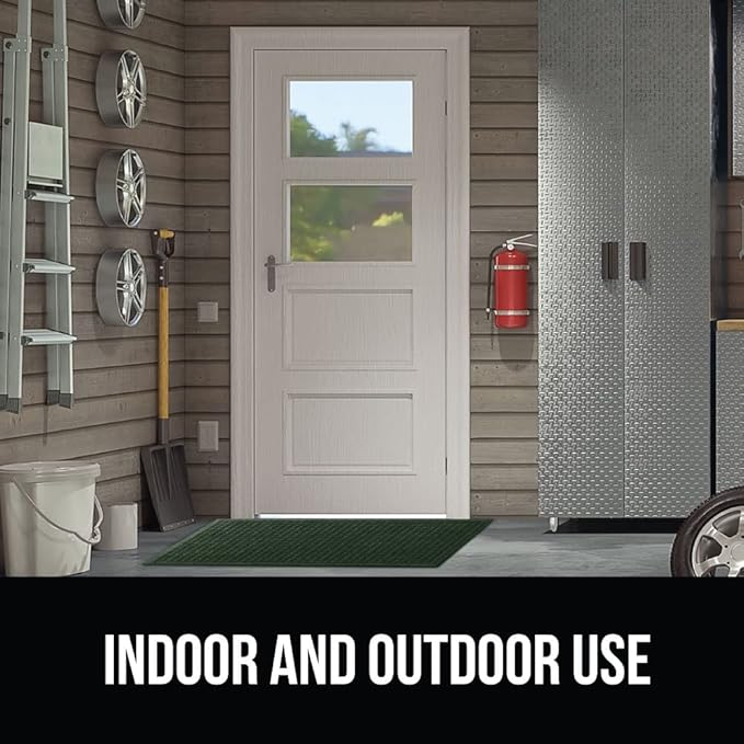 GORILLA GRIP Front Door Mat, 47x35, Indoor Outdoor Ultra Absorbent HydroAbsorb Doormat, Absorbs Up to 6 Cups of Water, Stain and Fade Resistant, Rubber Backing Doormats, Captures Dirt, Green