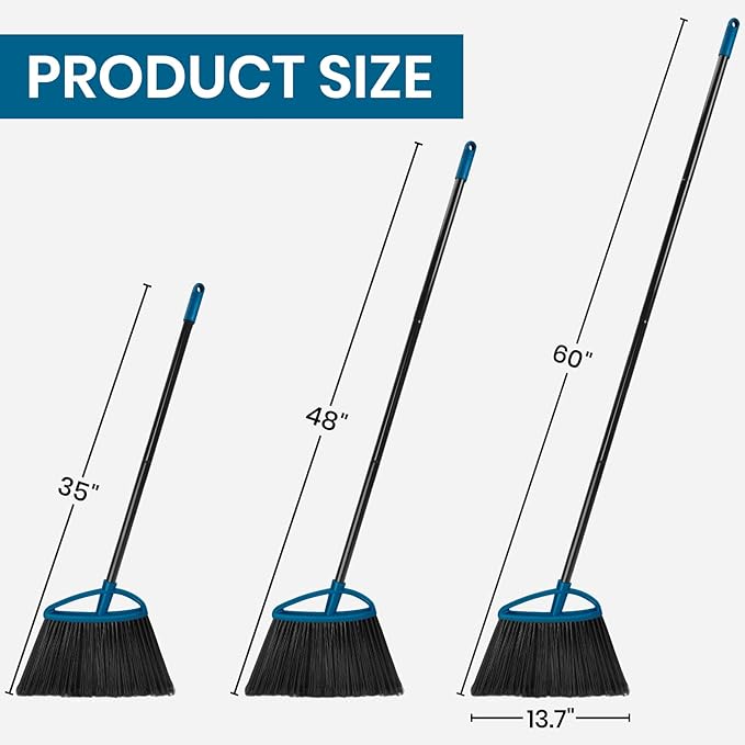 MAVRIZ Outdoor Broom Heavy Duty Angle Broom with 60" Long Handle Stiff Bristle Brooms for Sweeping Indoor, Restaurant, Shop, Garage, Commercial