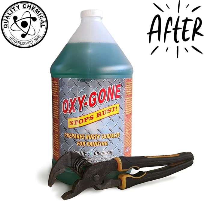 Quality Chemical Oxy-Gone Rust Remover and Metal Treatment/Rust Repair/Prepares surfaces for painting / 1 gallon (128 oz.)