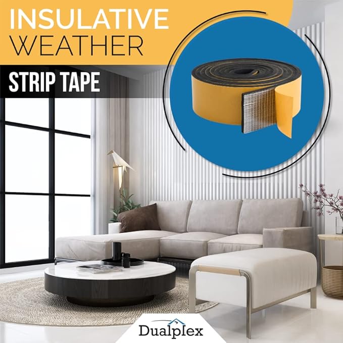 High Density Foam Weather Stripping Door Seal Strip Insulation Tape Roll for Insulating Door Frame, Window, Air Conditioner | Self Adhesive Sealing Weatherstrip (3 in x 1/8 in x 10 Ft, Black)