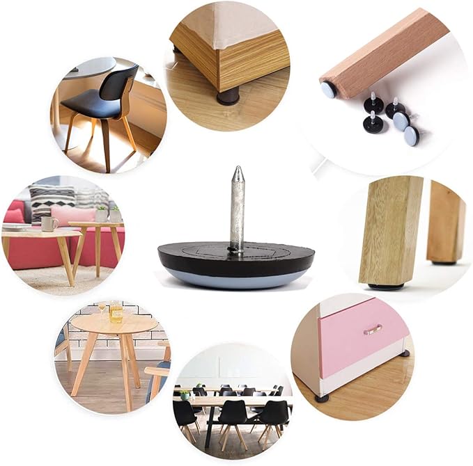 1" Nail on Furniture Sliders (24 Pack) - Furnigear Heavy Duty PTFE (Teflon) Chair Sliders Glides Wooden Furniture Movers Move Your Furniture Easily & Safety - Best Chair Leg Floor Protectors