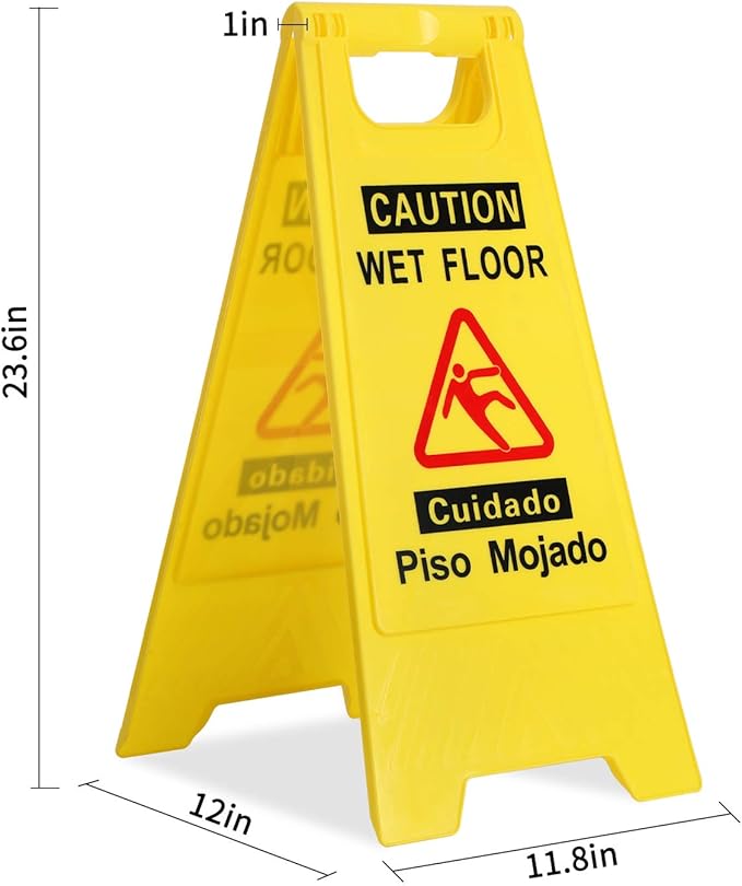 CERLMLAND wet floor signs 6 piece double-sided sign Widely used in various business environments. alerts clear identification using black text and red graphics