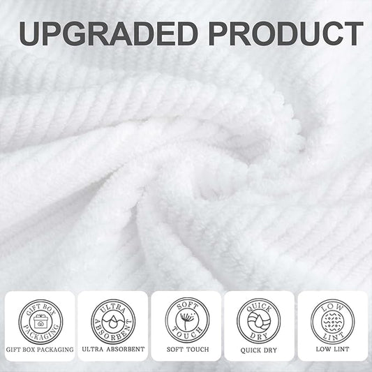 White Washcloths for Bathroom (6PC, 13"x13") - Cotton | Quick Dry | Lightweight | Thick | Soft | Absorbent, Hand Towels for Face & Body, Wash Cloths for Bathroom & Showering, Towel Gift Set