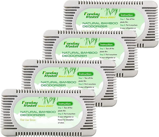 4Packs Fonday Refrigerator Deodorizer Odor Eliminator for Fridges Freezers Coolers Lunch Boxes Bamboo Charcoal More Effective Than Baking Soda