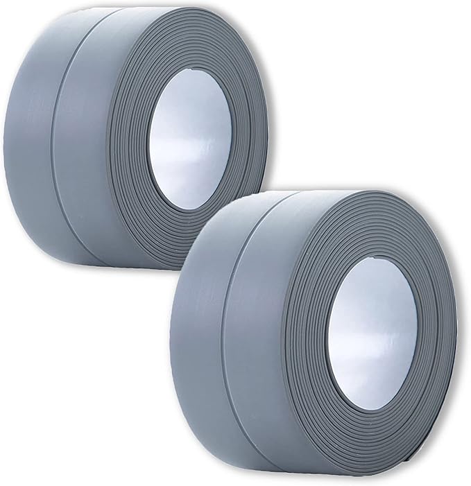 2 Pack Caulk Strip, 1.5" x 10.5Ft PVC Self Adhesive Caulk Tape, Sealing Waterproof Silicone Tape for Bathroom Bathtub Kitchen Toilet Wall Windows