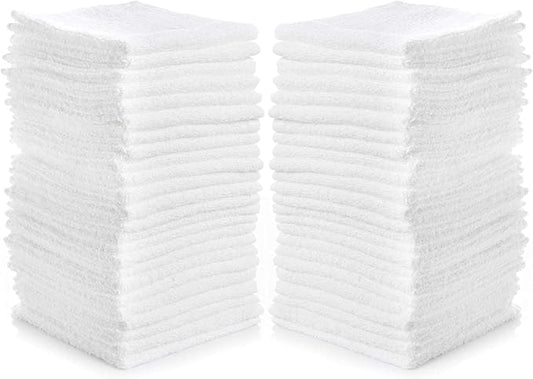 SIMPLI-MAGIC Cotton Washcloths White, 40 Pack, Size: 12”x12”