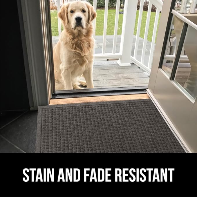 GORILLA GRIP Front Door Mat, 35x23, Indoor Outdoor Ultra Absorbent HydroAbsorb Doormat, Absorbs Up to 5.7 Cups of Water, Stain and Fade Resistant, Rubber Backing Doormats, Captures Dirt, Charcoal