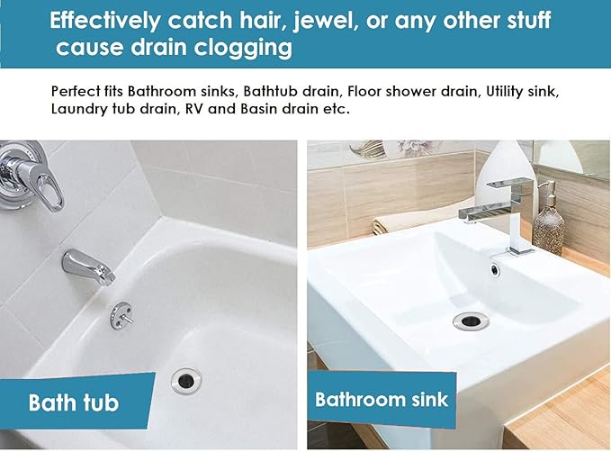 Hair Catcher Shower Drain, Bathtub Drain Cover, Deep Stainless Steel Sink Strainer for Bathroom Sink Bathtub Shower Floor Drain, Fit Hole Size from 1.25in to 2.17in(3-Pack)