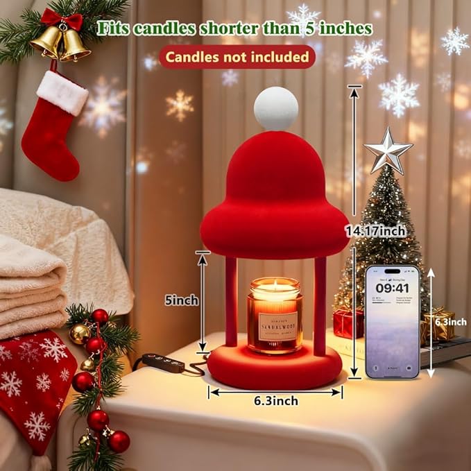 Fuzzy Candle Warmer Lamp with Timer, Dimmable Wax Warmer Lamp, Candle Melter Lamp for Jar Candles, Christmas Birthday Gifts for Mom Women