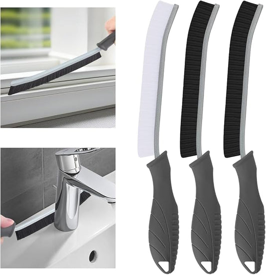 3Pcs Hard Bristle Crevice Cleaning Brush, Scrub Brush, Kitchen Sink Cleaning Brush, Grout Brush, Corner Brush Cleaning Tools for Toilet, Bathroom, Gap, Home, Household, Window (3, Grey)