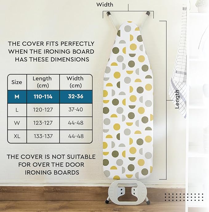 Encasa XO Ironing Board Cover and Pad 42"x14" - Thick 3mm Felt Padding, Drawstring Tightening & Lock, Easy Fit, Scorch & Stain Resistant, Fits Medium Ironing Board - Aztec
