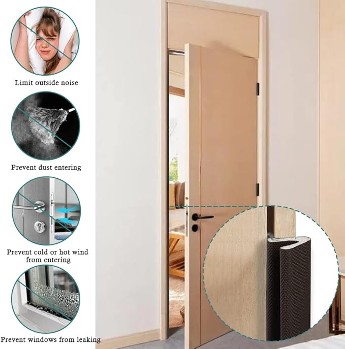 Kerf Weather Stripping Door Seal Strip 26 Ft Q Foam Door Weatherstrip Seal with Slot Card Slot Installation, Easy Cut to Size (Brown)