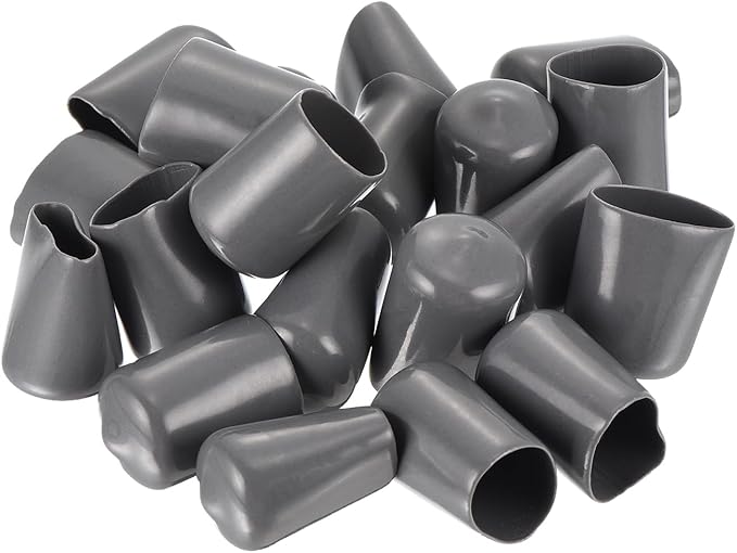uxcell 20pcs Rubber End Caps 14mm ID Vinyl PVC Round Tube Bolt Cap Cover Screw Thread Protectors Dark Grey